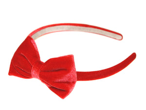 Velvet Bow Suede Lined Alice Band - Red