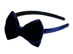 Velvet Bow Suede Lined Alice Band - Navy