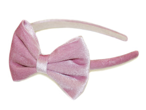Velvet Bow Suede Lined Alice Band - Pink