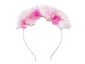 Flower & Tulle Alice Band - Pink