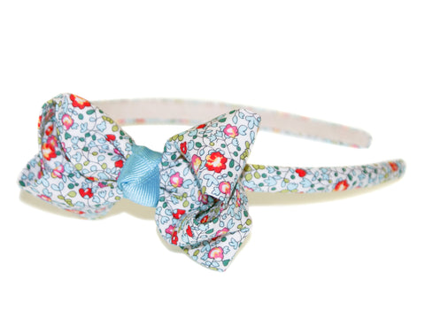 Liberty Eloise Turned Bow Alice Band - Turquoise-Red