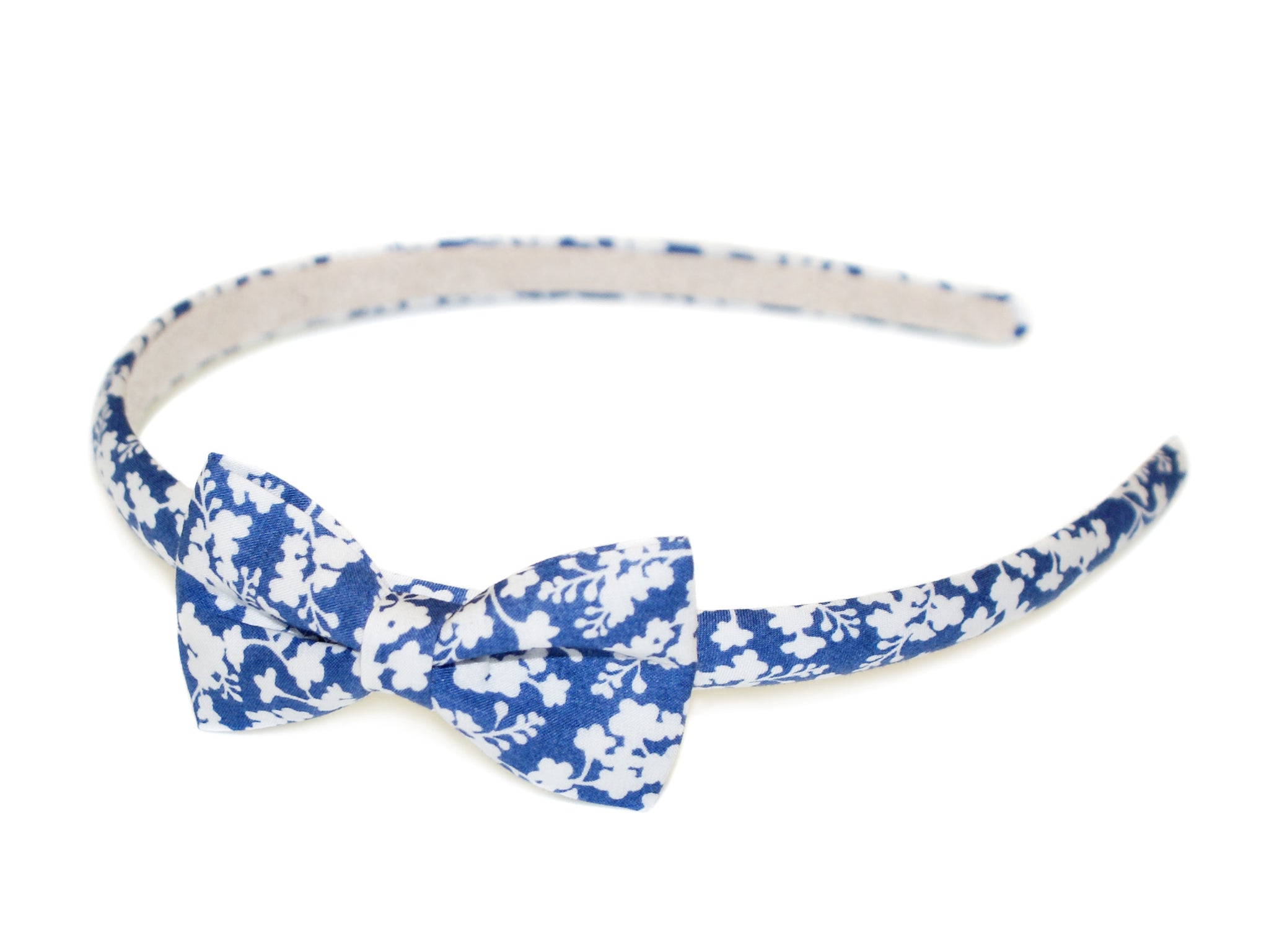 Liberty Ferguson Bow Suede Lined Alice Band - Navy