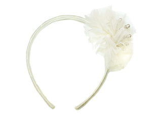 Pearl Tulle Tiara Alice Band - Ivory