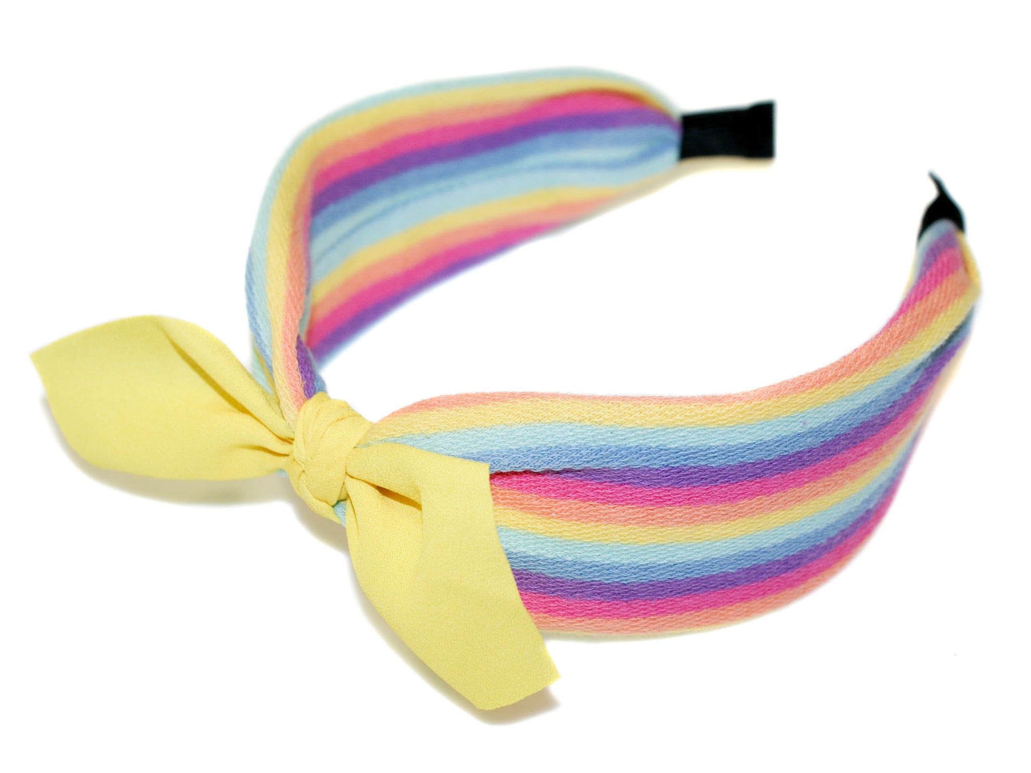 Rainbow bow Alice Band - Yellow