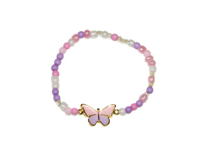 Butterfly Bead Bracelet - Pink-Lilac