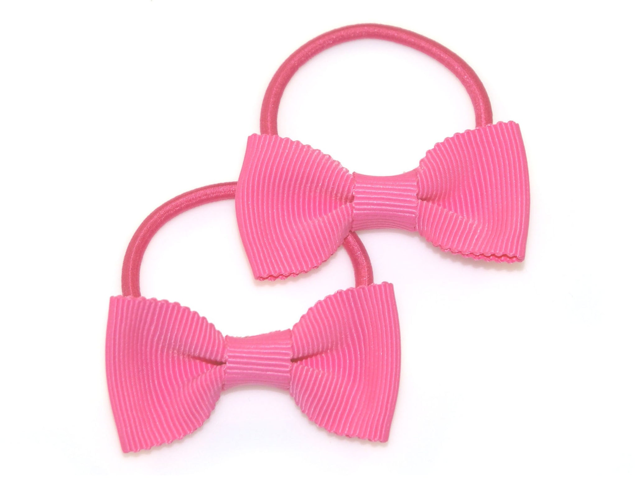 Scalloped Edge Grosgrain Bow Ponytails - Pink