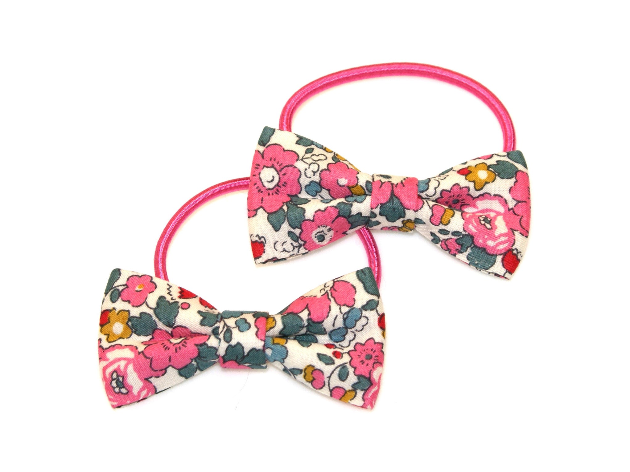 Liberty Betsy Ann Bow Ponytails - Pink/Teal