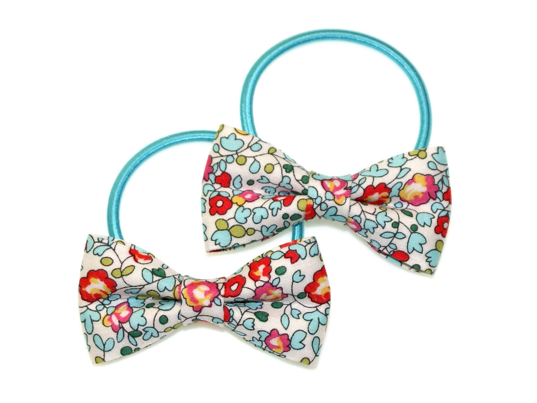 Liberty Eloise Bow Ponytails - Turquoise/Red