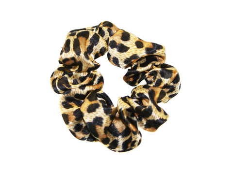 Leopard Satin Scrunchie - Brown