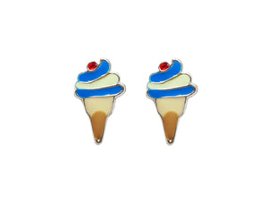 Ice Cream Small 925 Studs - Blue/Cream