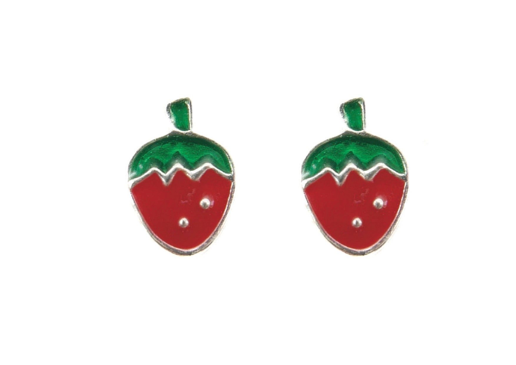 Strawberry 925 Studs - Red/Green