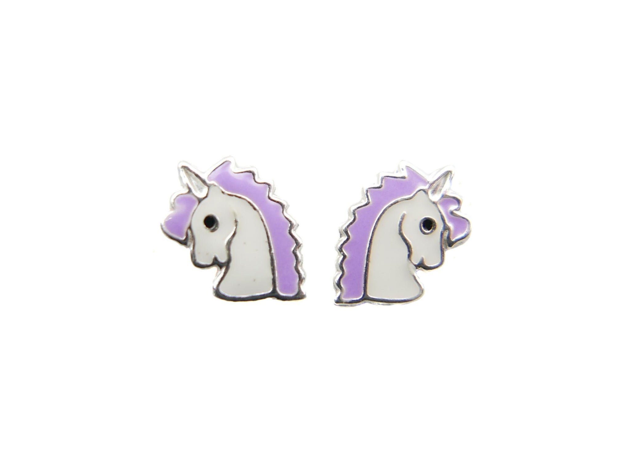 Unicorn Head 925 Studs - White/Purple