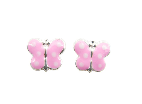Spotted Butterfly 925 Studs - Pink