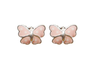 Dot Wing Butterfly 925 Studs - Pink