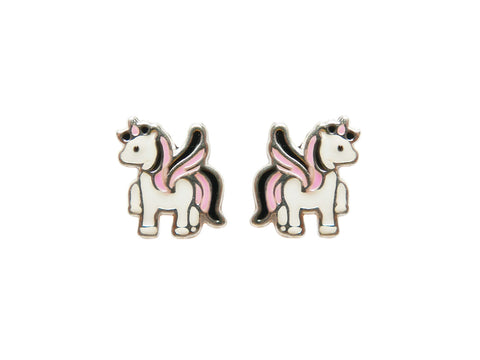 Baby Unicorn 925 Studs - Pink/Black