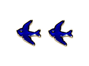 Blue Swallow Studs - Blue/Silver