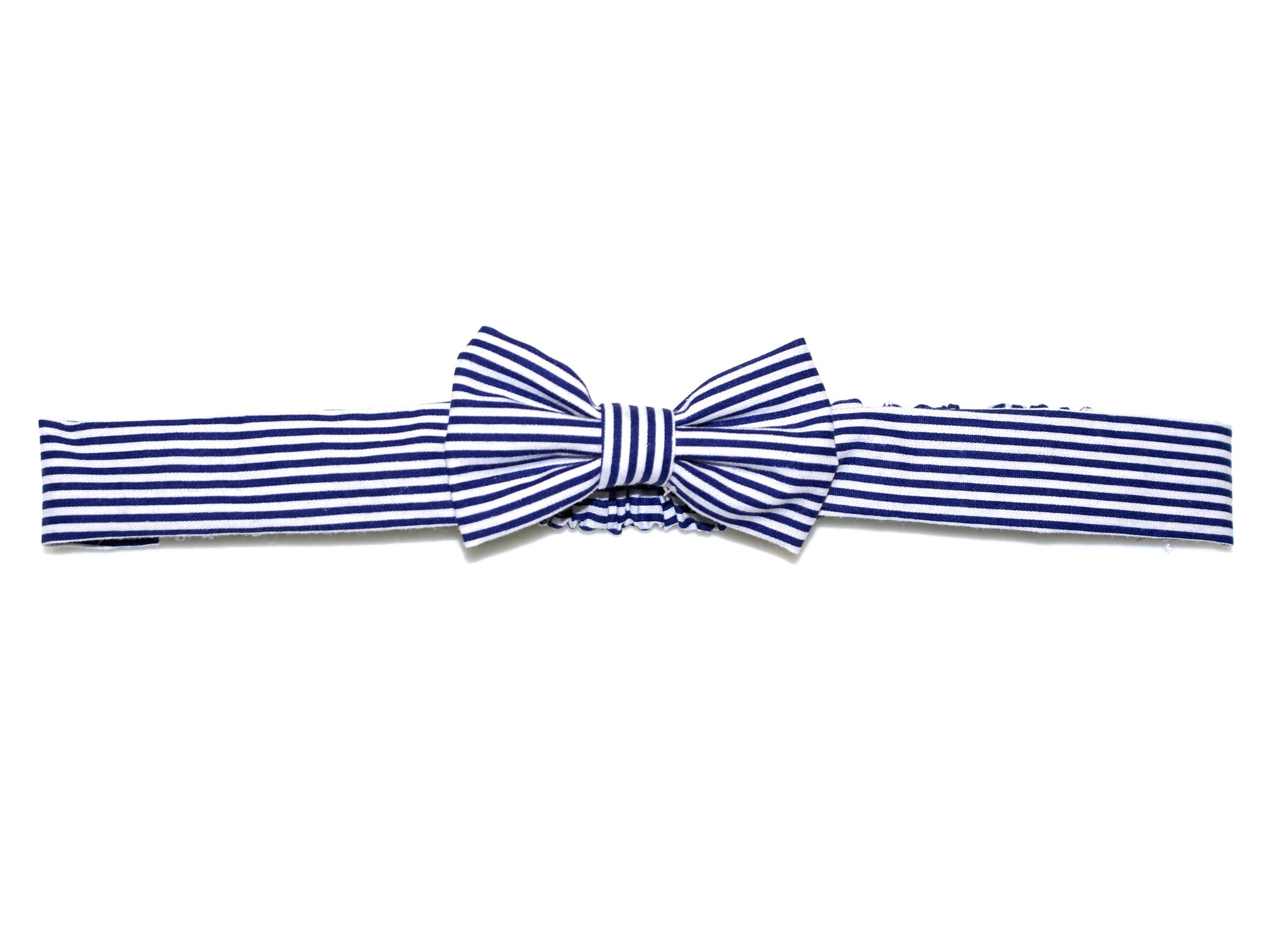 Baby Striped Bow Headband - Navy