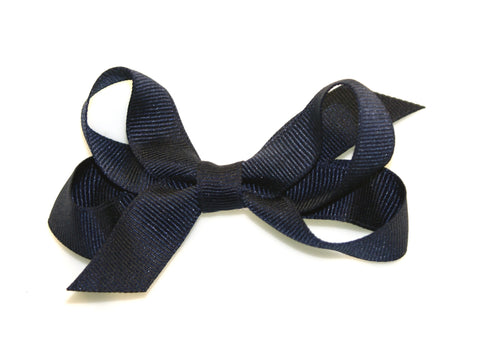 Grosgrain Narrow Wide Bow Clip - Navy