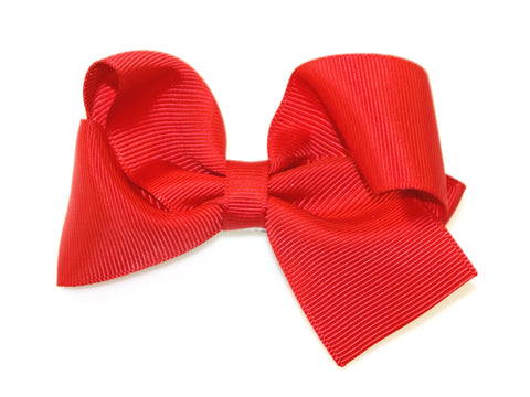 Grosgrain Large Turned Bow Clip - Red