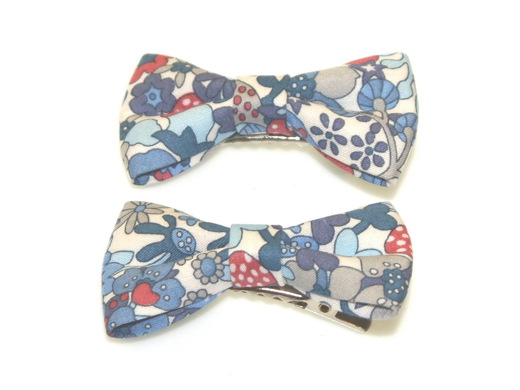 Liberty Flower Tops Bow Clips - Blue
