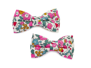 Liberty Betsy Ann Bow Clips - Pink/Teal