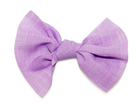 Ragged Tie Bow Clip - Lilac