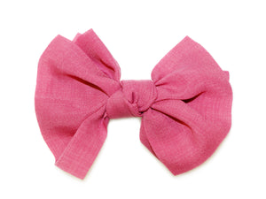 Ragged Tie Bow Clip - Rose