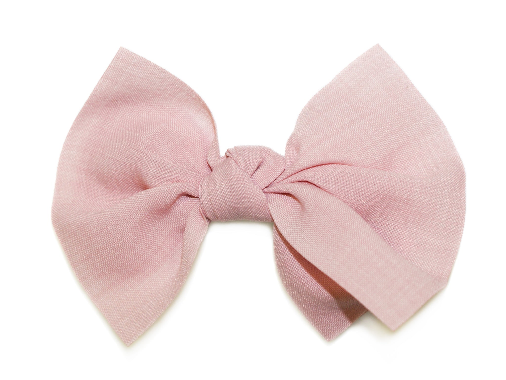 Ragged Tie Bow Clip - Venetian Pink