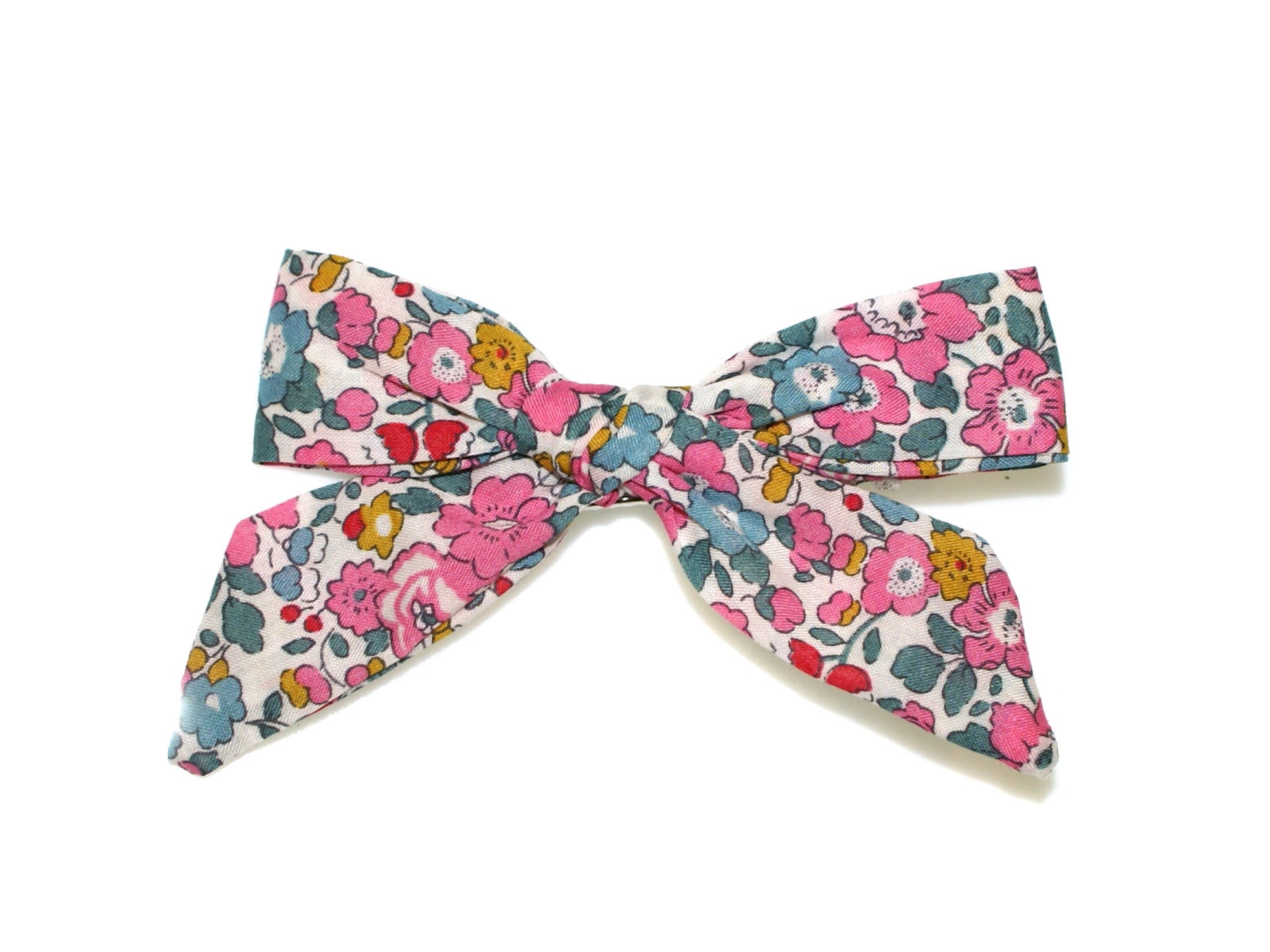 Liberty Betsy Ann Soft Bow Clip - Pink/Teal