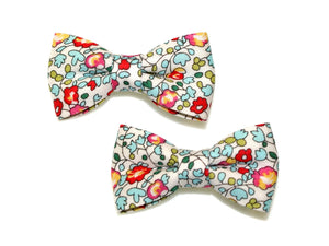 Liberty Eloise Bow Clips - Turquoise/Red