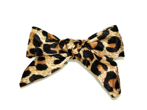 Leopard Satin Soft Bow Clip - Leopard