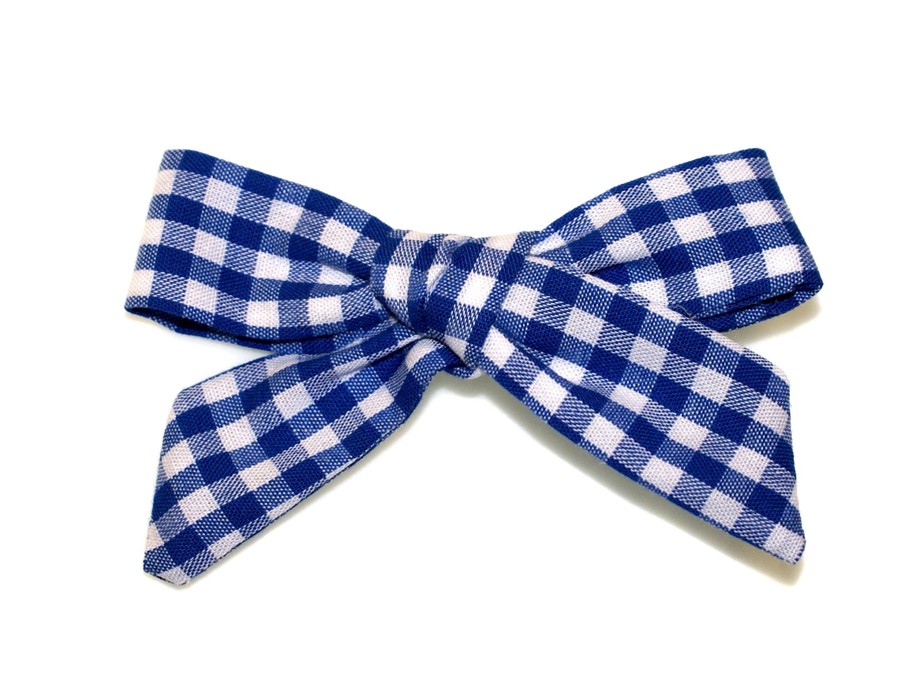 Gingham Soft Bow Clip - Navy