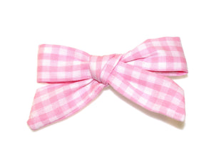 Gingham Soft Bow Clip - Pink