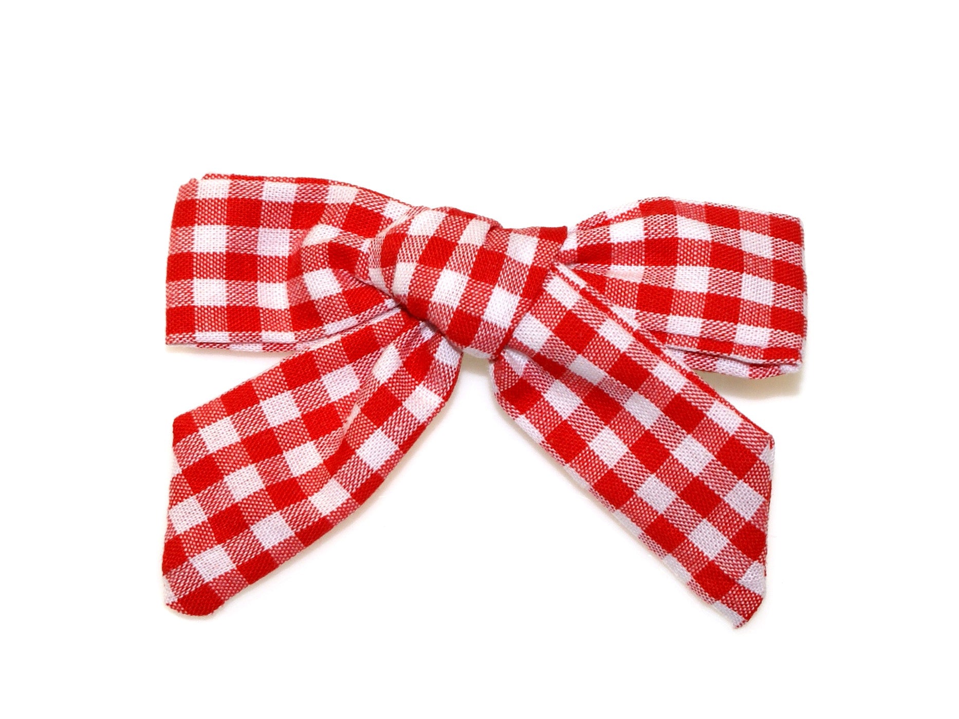 Gingham Soft Bow Clip - Red