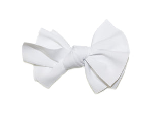 Ragged Small Tie Bow Clip - White