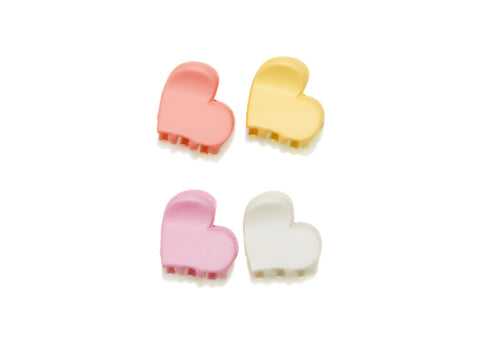 Heart Mini Claw 4 Pack - Pink/White/Peach/Yellow