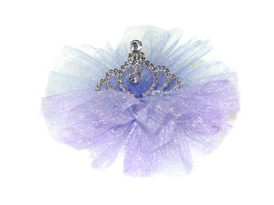 Tulle Diamante Tiara Clip - Lilac/Blue