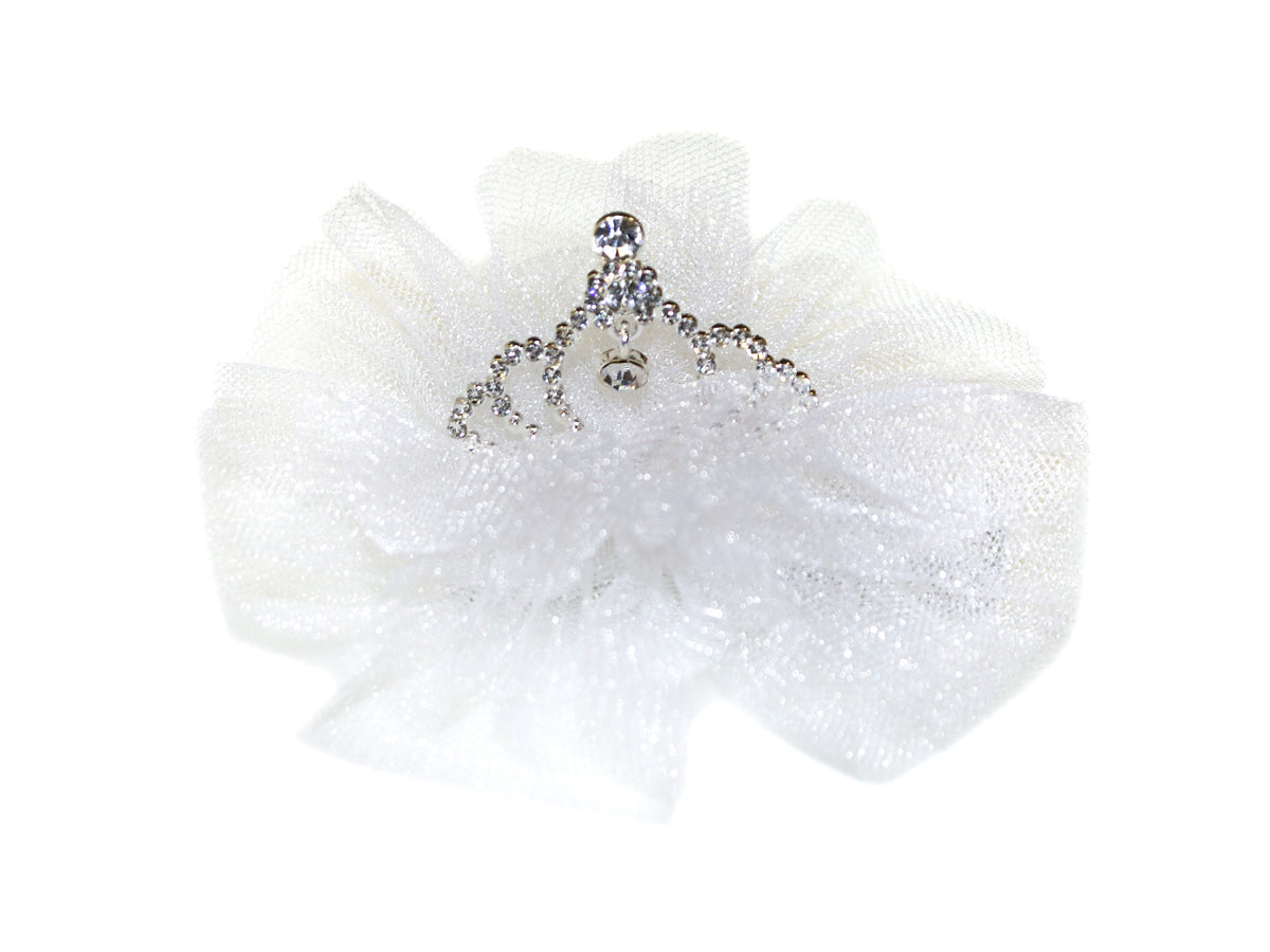 Tulle Diamante Tiara Clip - White – Goody Gumdrops Accessories