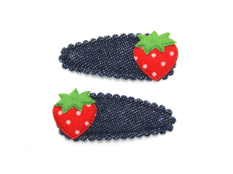 Denim Strawberry Snaps - Blue/Red