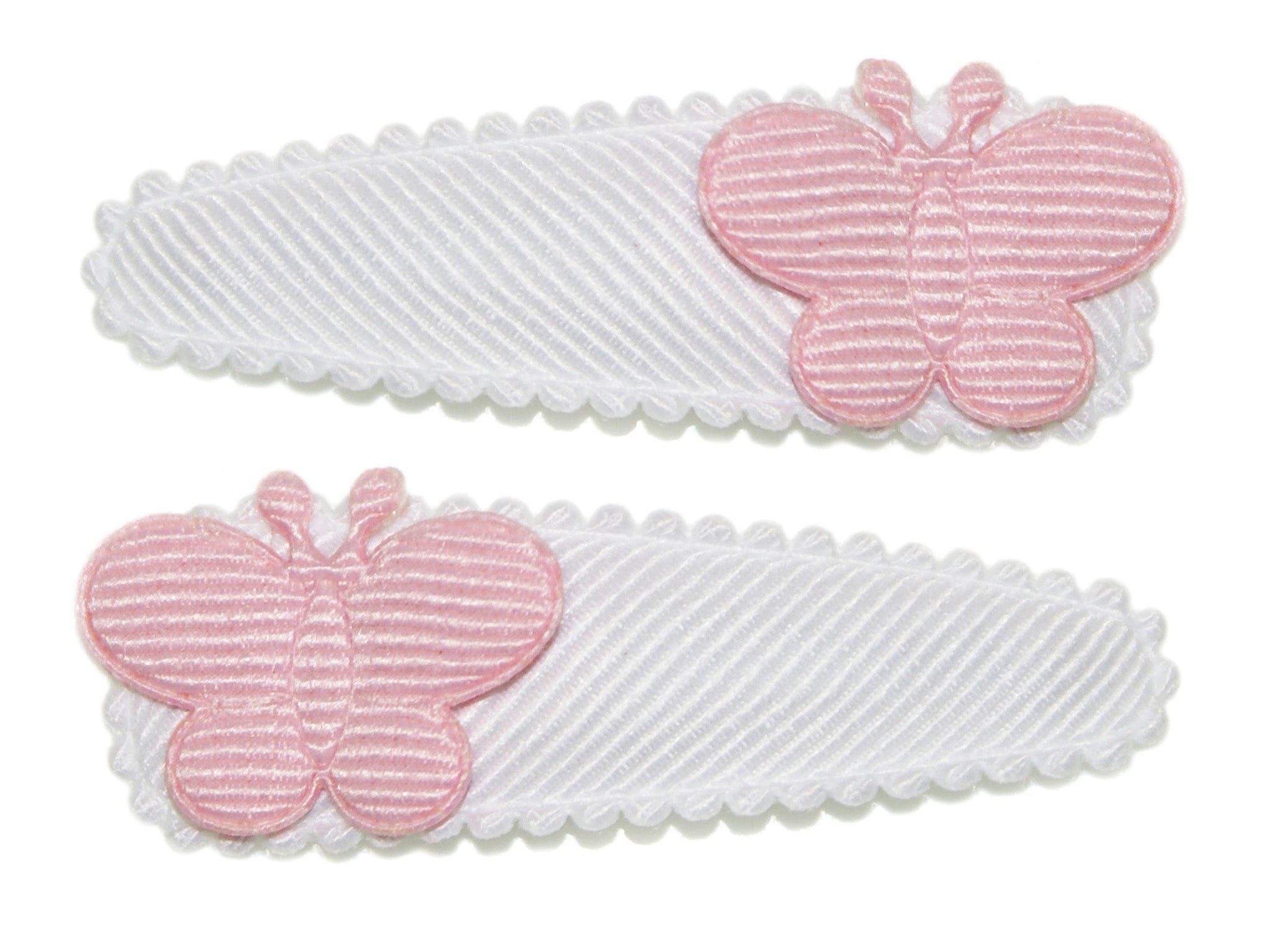 Grosgrain Butterfly Snaps - White