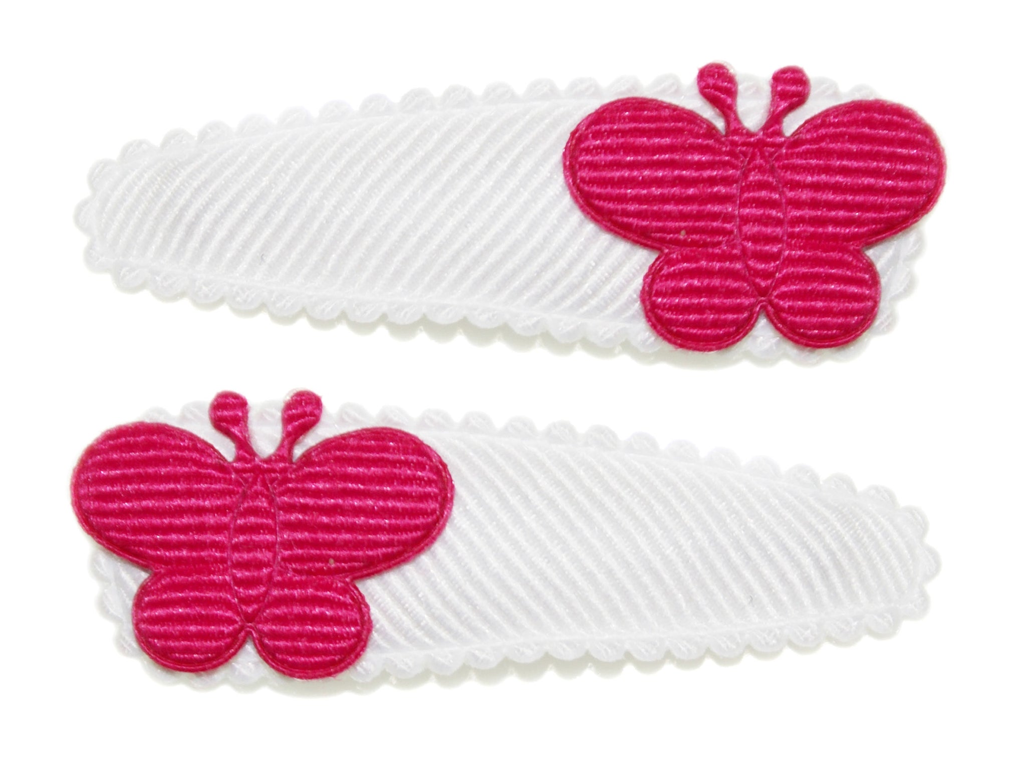 Grosgrain Butterfly Snaps - White/Raspberry