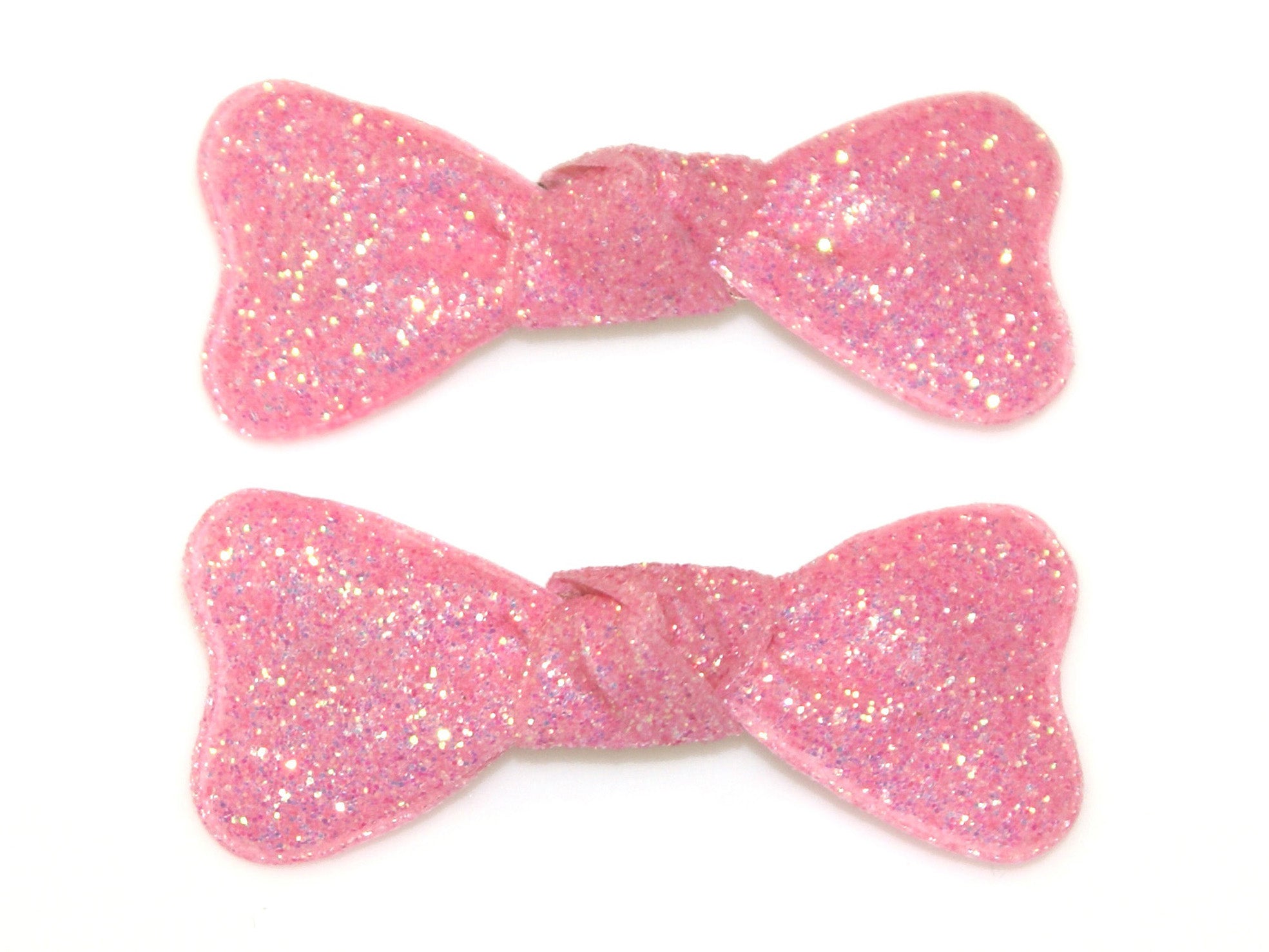 Glitter Bow Snaps - Light Pink