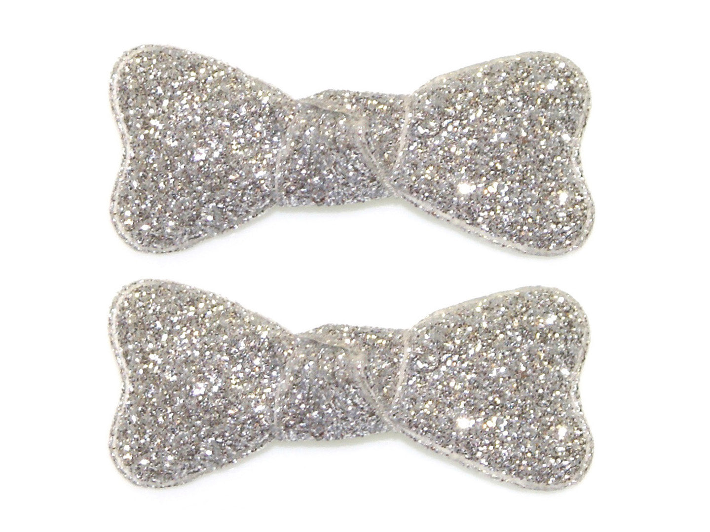 Glitter Bow Snaps - Silver