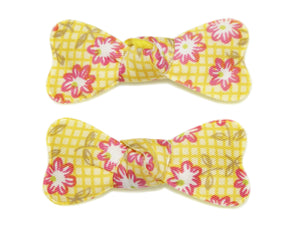 Funflower Bow Snaps - Yellow/Pink