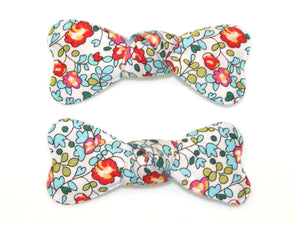 Liberty Eloise Bow Snaps - Turquoise/Red