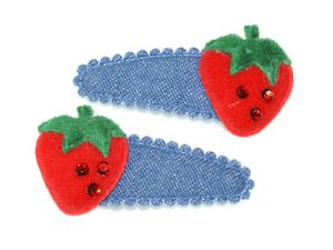 Strawberry Jewel Denim Snaps - Blue/Red