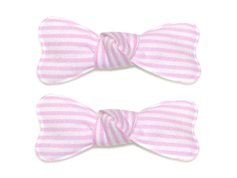Stripe Bow Snaps - Light Pink