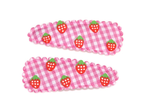 Stuck On Strawberries Gingham Snaps - Pink