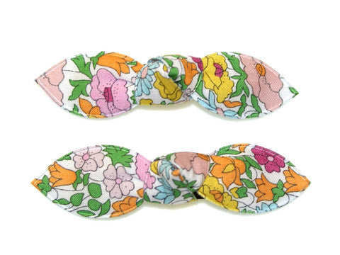 Liberty Poppy Forest Petal Bow Snaps - Green/Sky/Pink