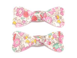 Liberty Betsy Ann Bow Snaps - Pink/Green